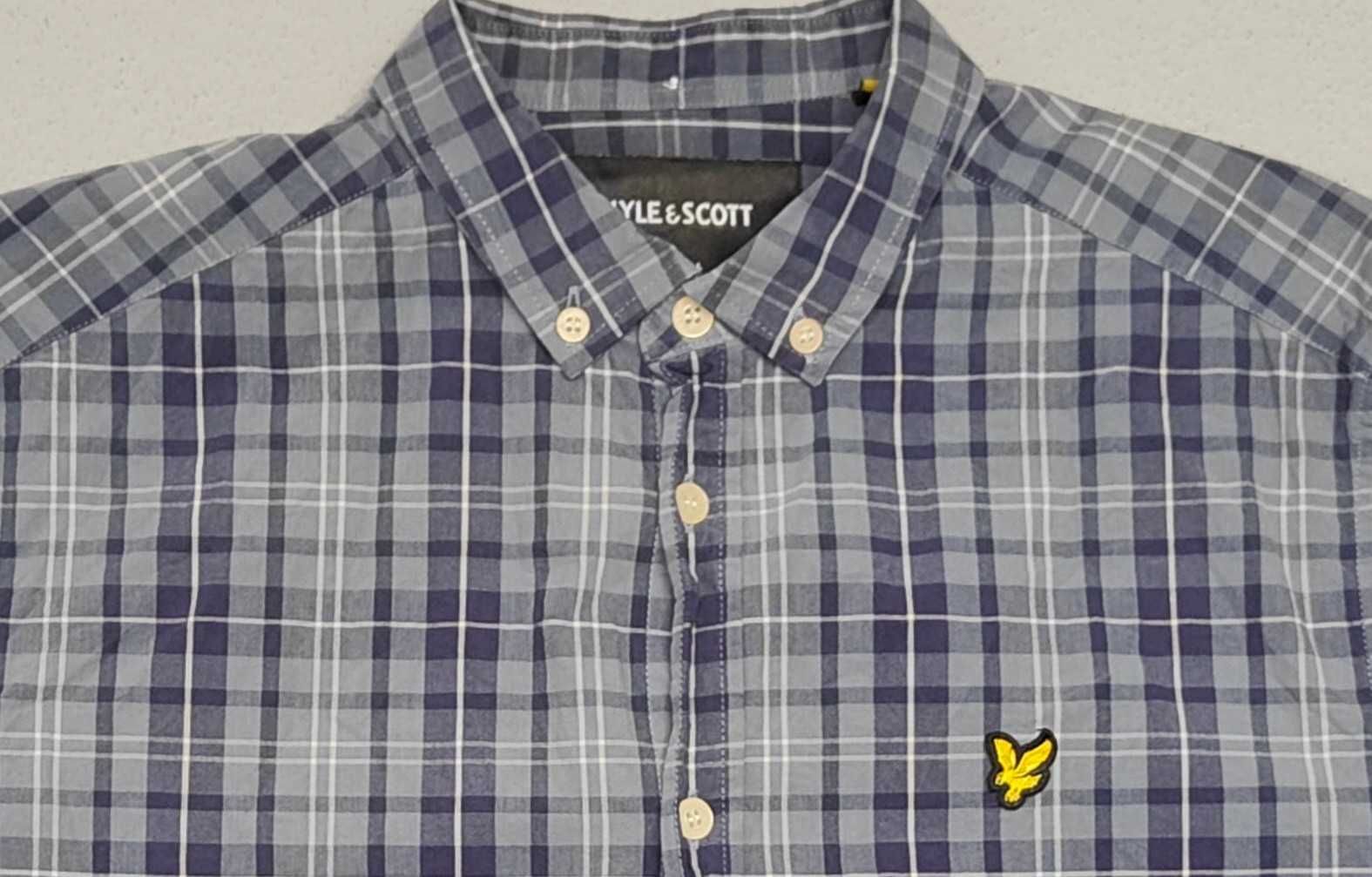 Wr) LYLE & SCOTT męska koszula krótki rękaw kratka Roz.M