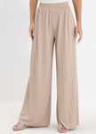 Nowe beżowe plisowane spodnie wide leg