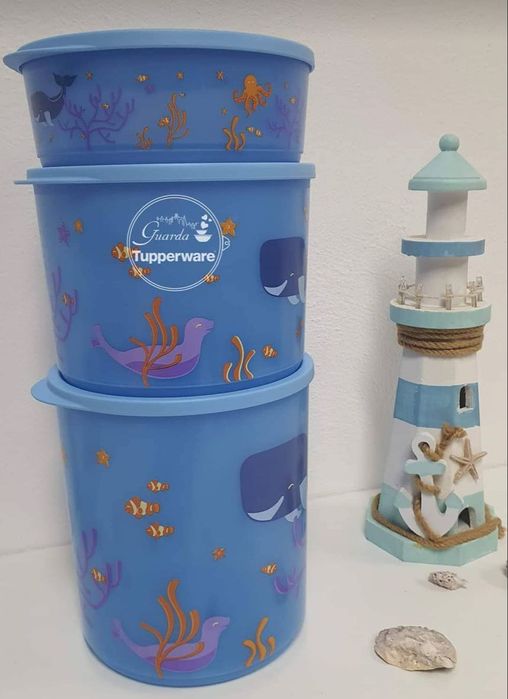 3 Caixas Oceano (950ml + 2.1L + 3.3L) Tupperware