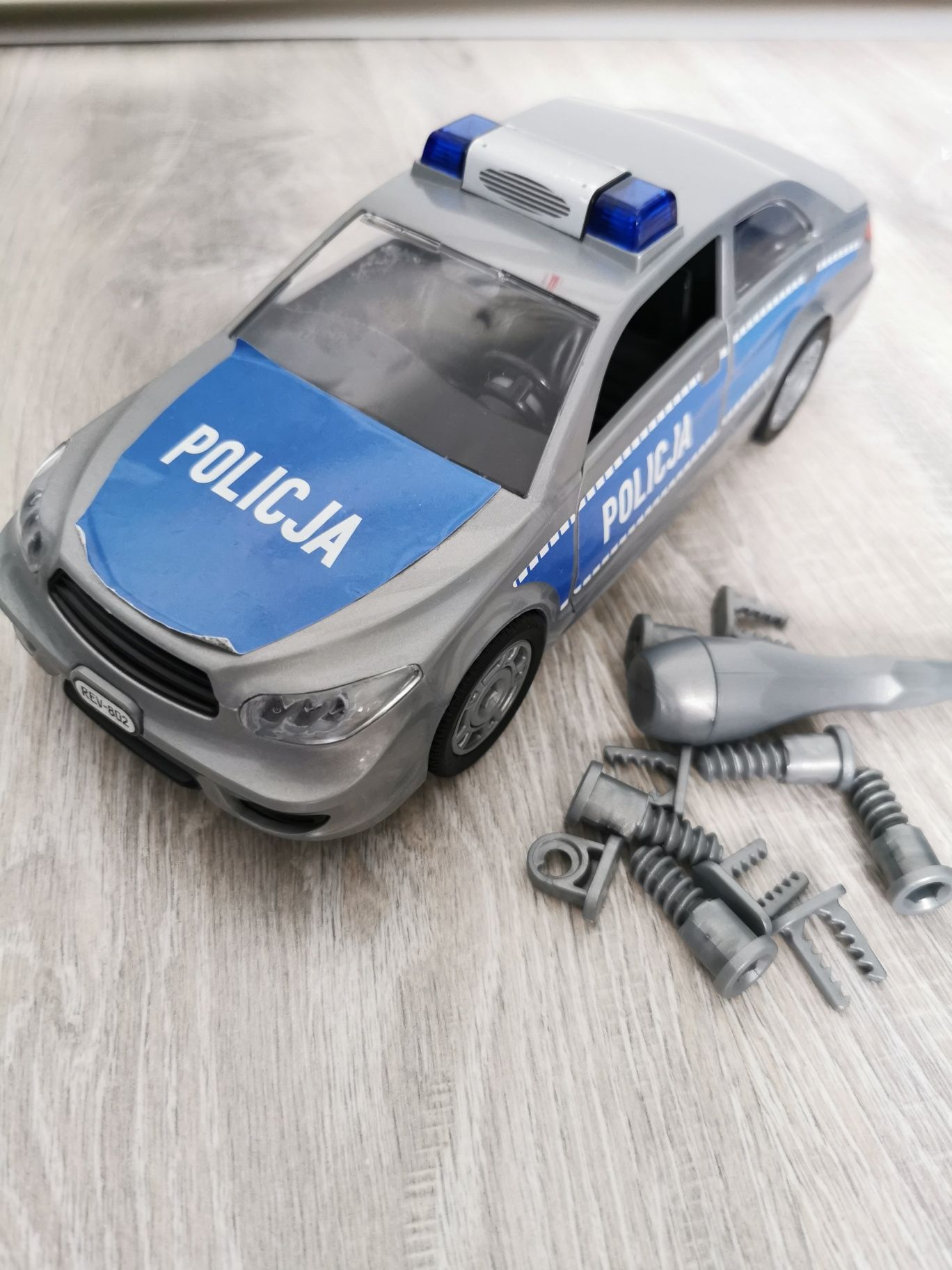 Klocki konstrukcyjne samochód auto policja instrukcja naklejki