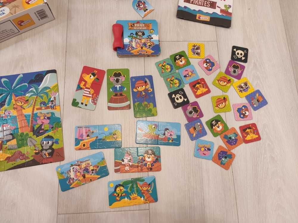 Kolekcja gier edukacyjnych, puzzle, statek piracki 3D, przeplatanki
