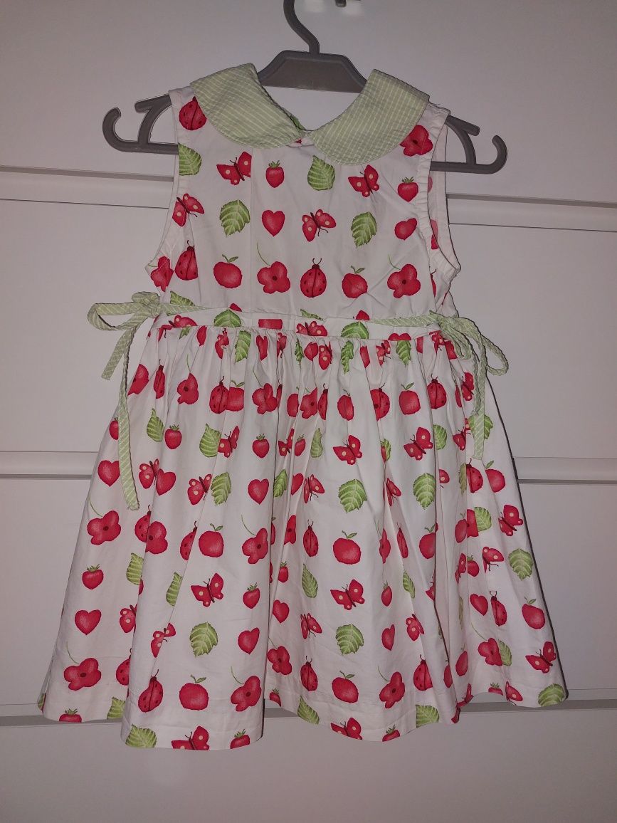 Sukienka letnia z kołnierzykiem biała BFD Creation 86 cm