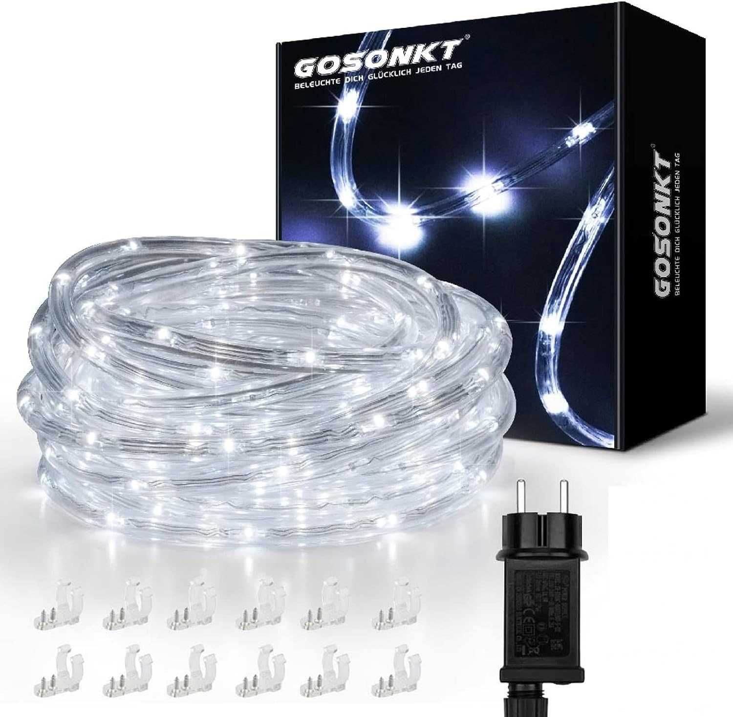 Wąż świetlny do użytku na zewnątrz, 10 m , 200 diod LED, dekoracja