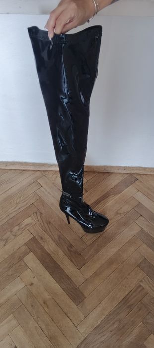 Nowe 38 / 39 Mega Sexy Długie kozaki 16cm szpilka