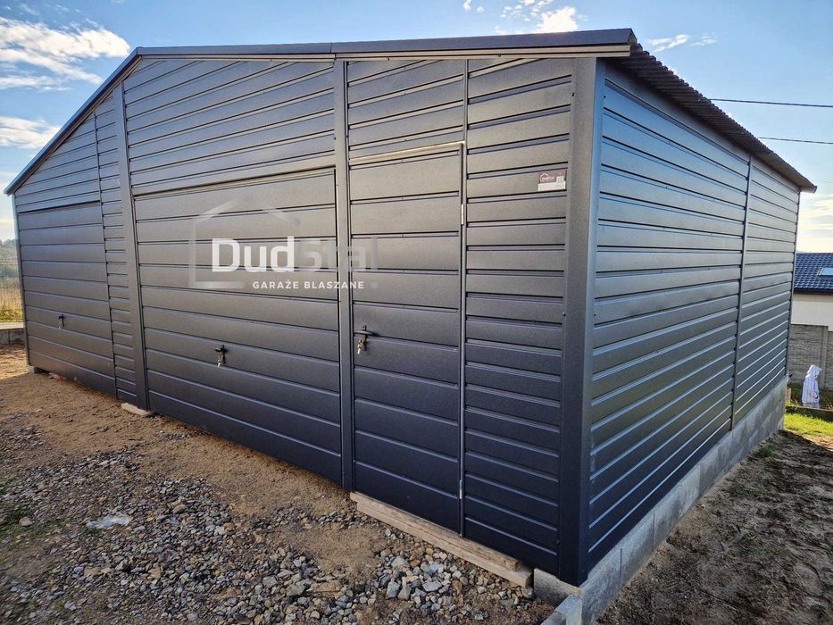 Garaż blaszany 8x6 Antracyt Konstrukcja Profil Ocynkowany