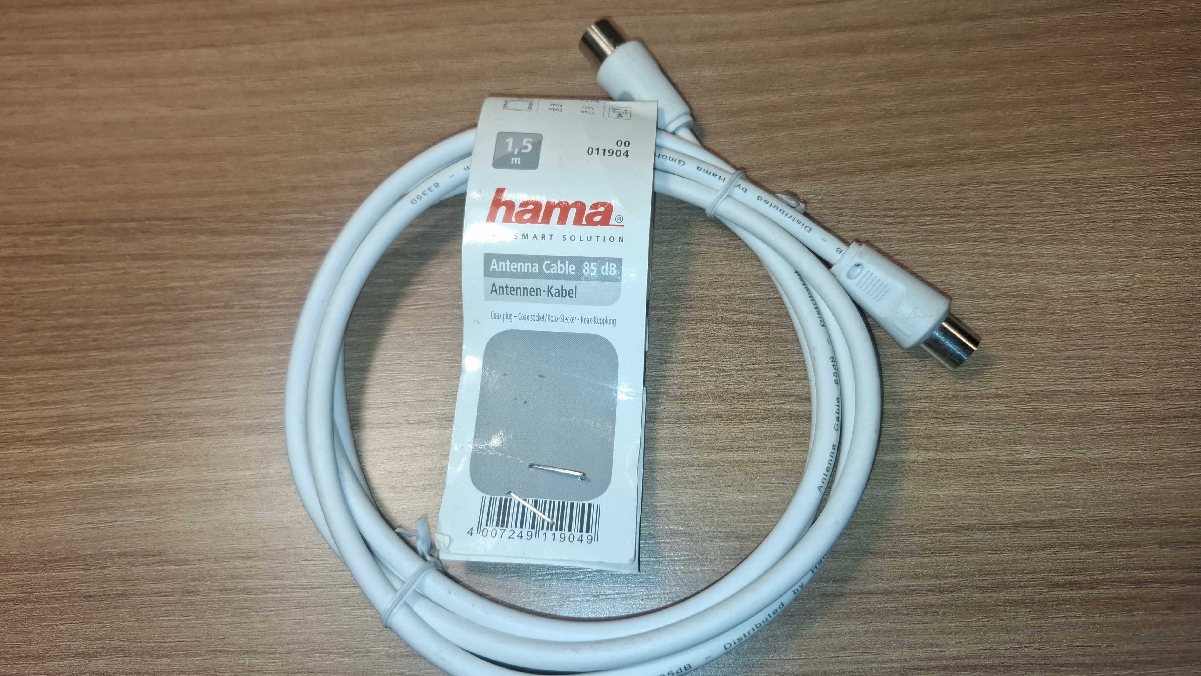 Kabel Antenowy - HAMA - Kabel Koncentryczny - DVB-T2 - 1,5 metra