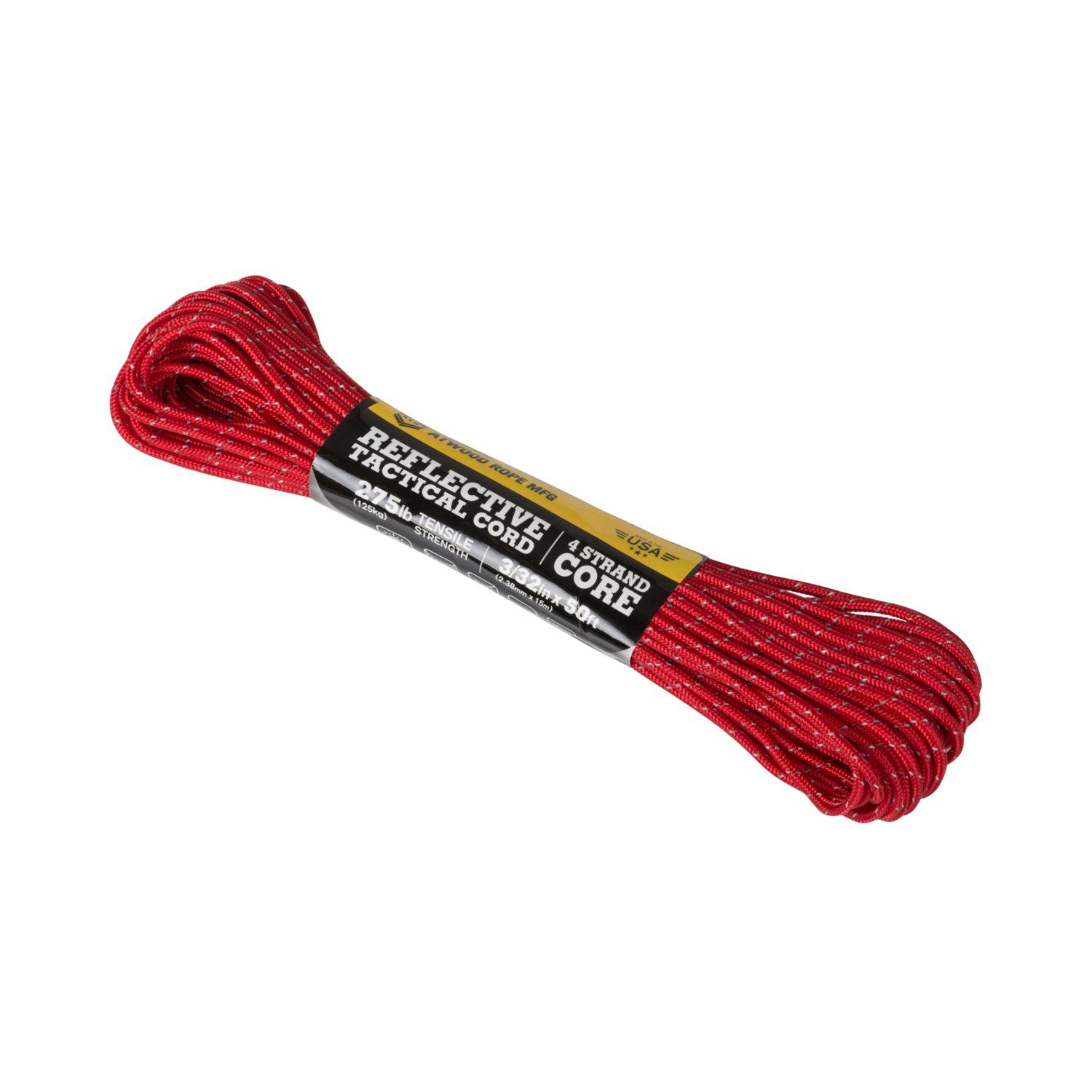 Linka Paracord ATWOOD (2,4mm/15m) Nylon Tactical Reflective czerwona