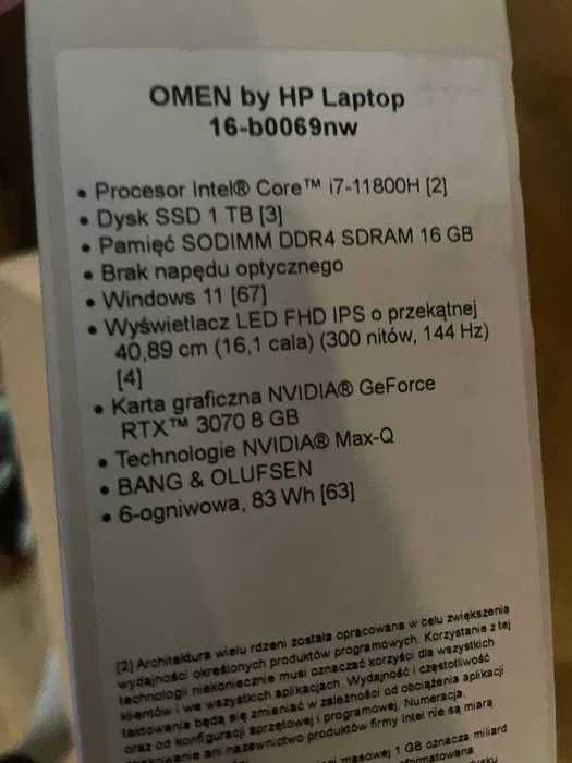 laptop hp by omen gamingowy nowy model 16-b0029nw