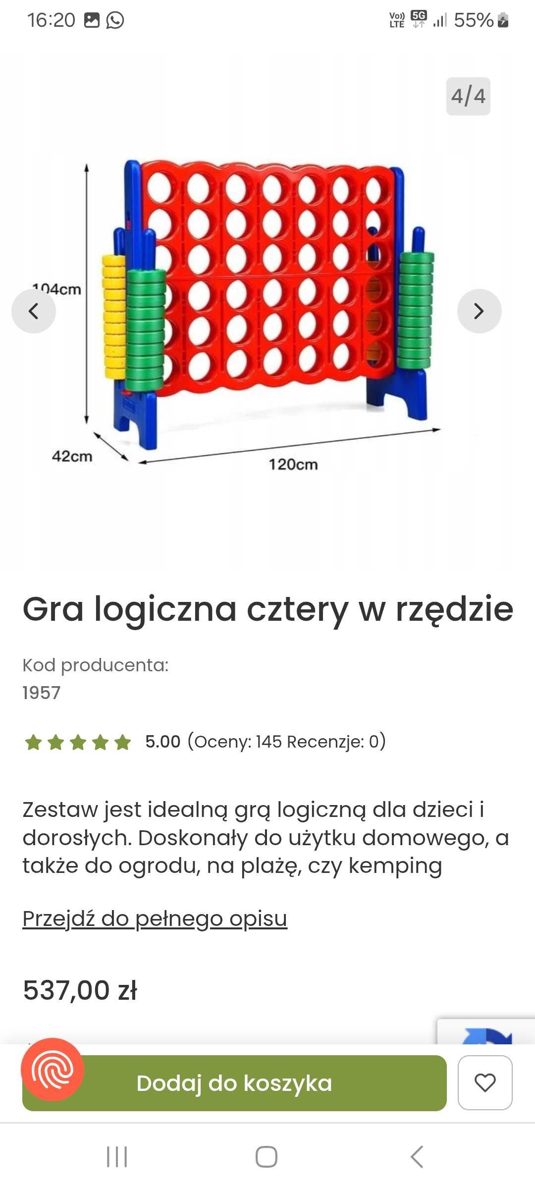 Gra logiczna 4 w rzędzie