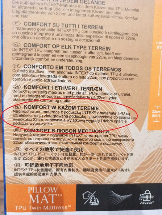 Intex 64011 Materac Dmuchany +pompka Turystyczny Kempingowy pod namiot