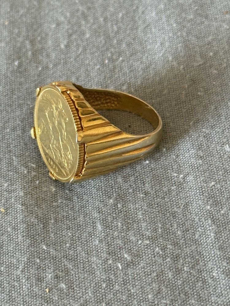 Libra anel em ouro 19.2k moeda 22k