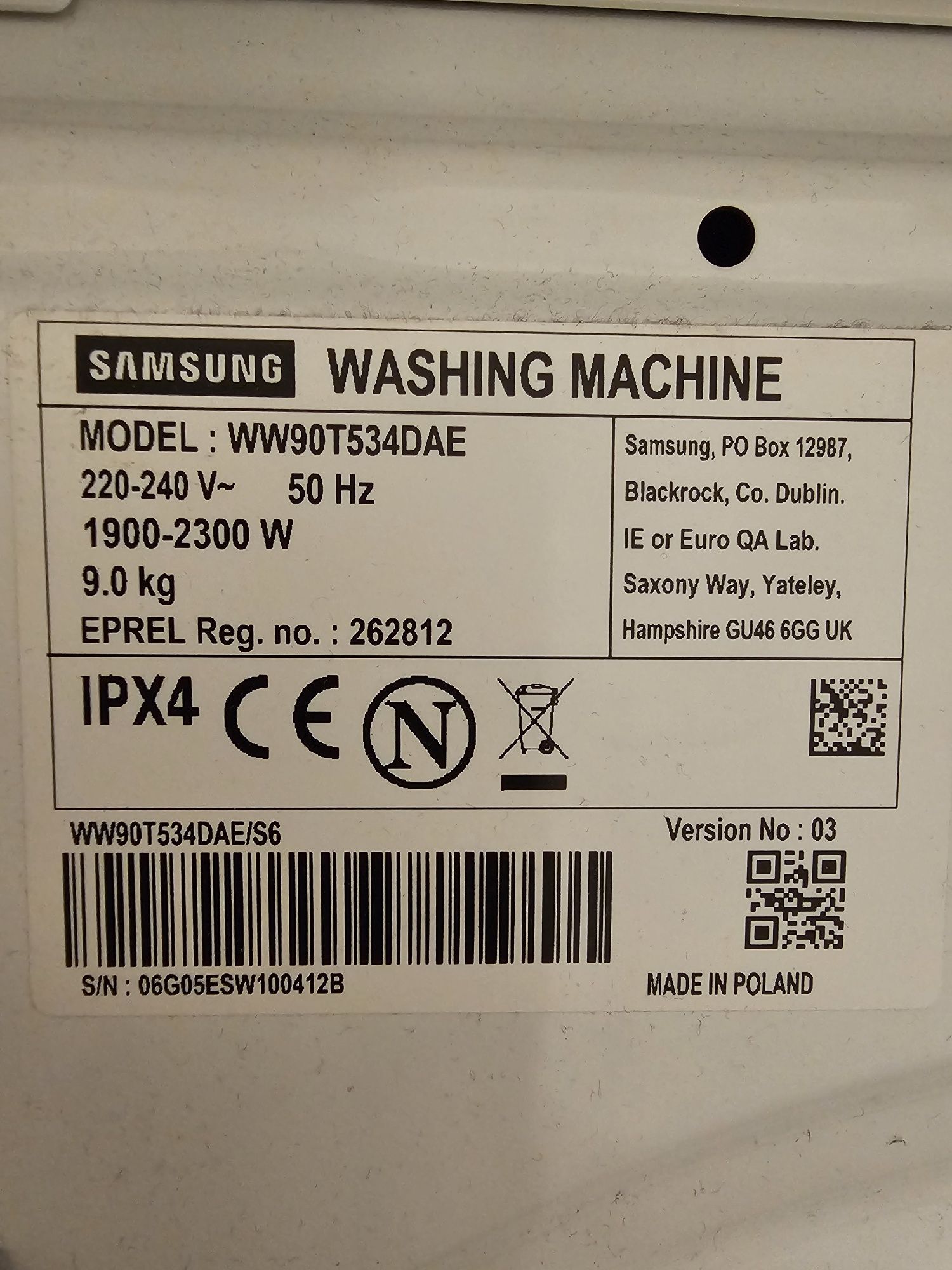 Pralka Samsung EcoBubble WW90T534DAE