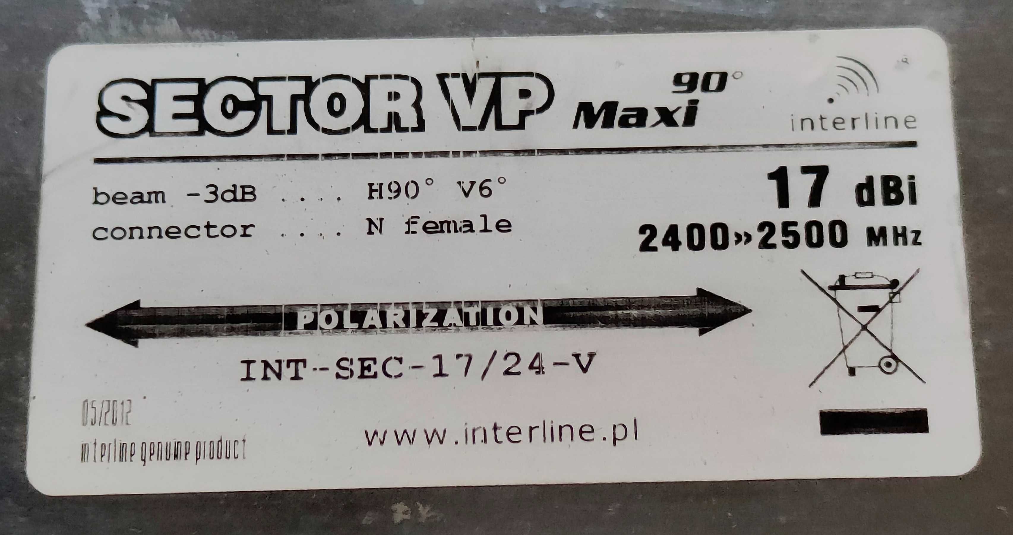 Antena sektorowa Interline SECTOR VP maxi 17 dBi 2,4-2,5 Ghz
