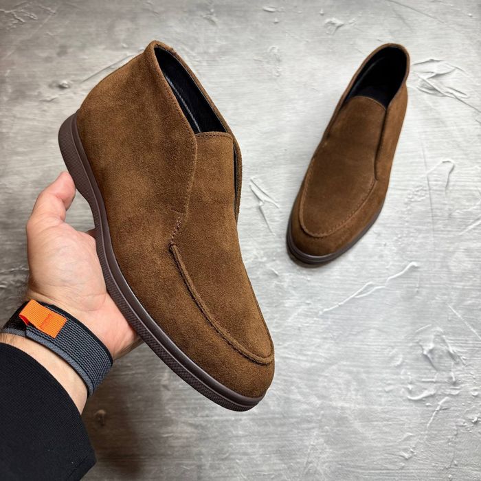 Черевики Зимові Замшеві коричневі LORO PIANA Coffee! Замша + БАйКА!