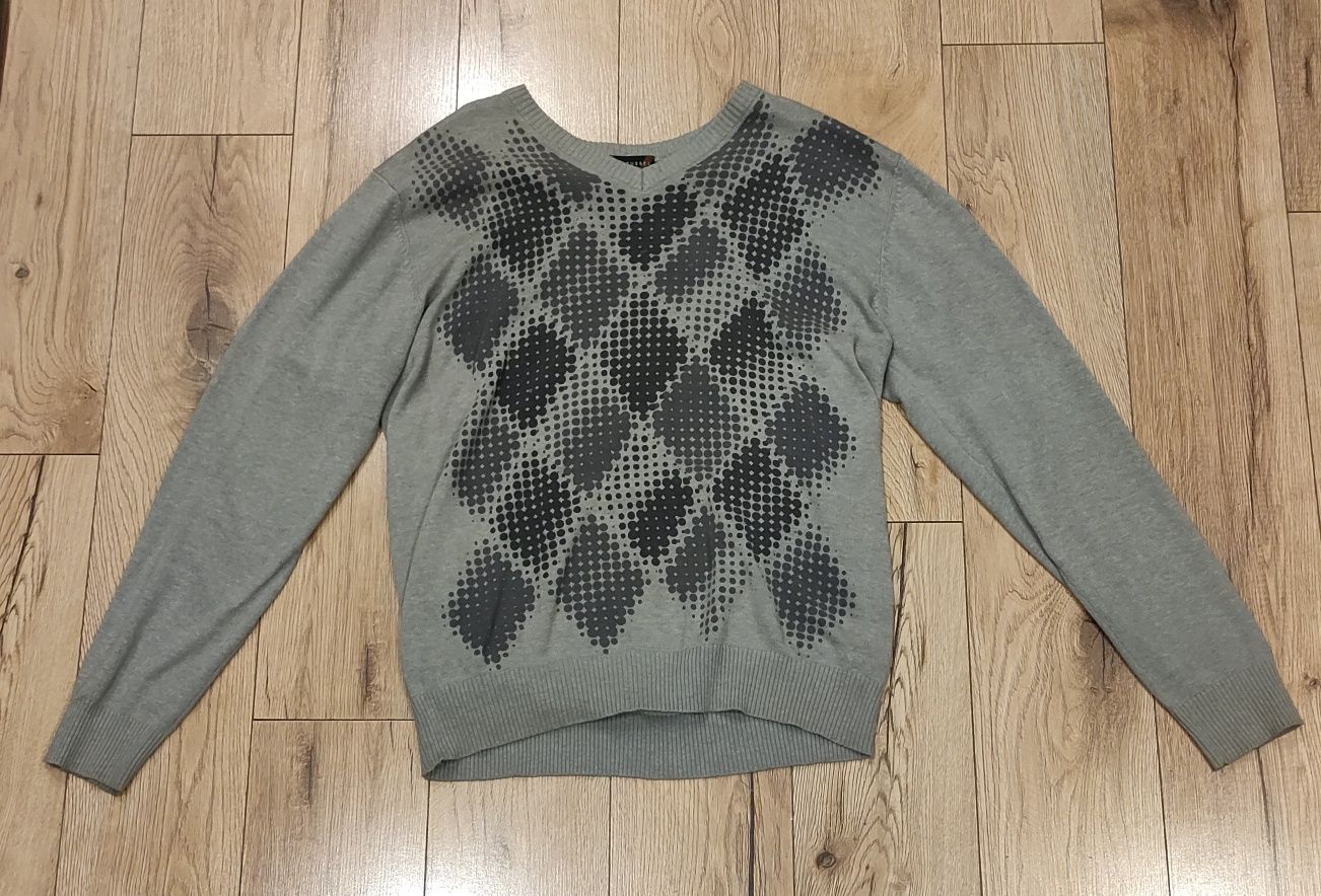 Sweter w serek męski szary M