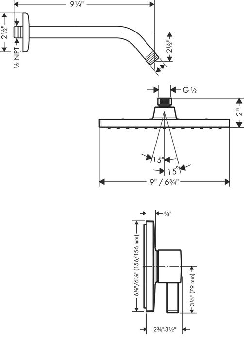 Душова система Hansgrohe Vernis Shape хром