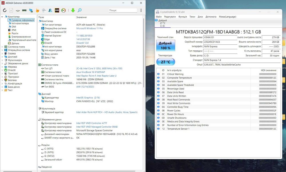 Новий Asus VivoBook 16 X1605VAP