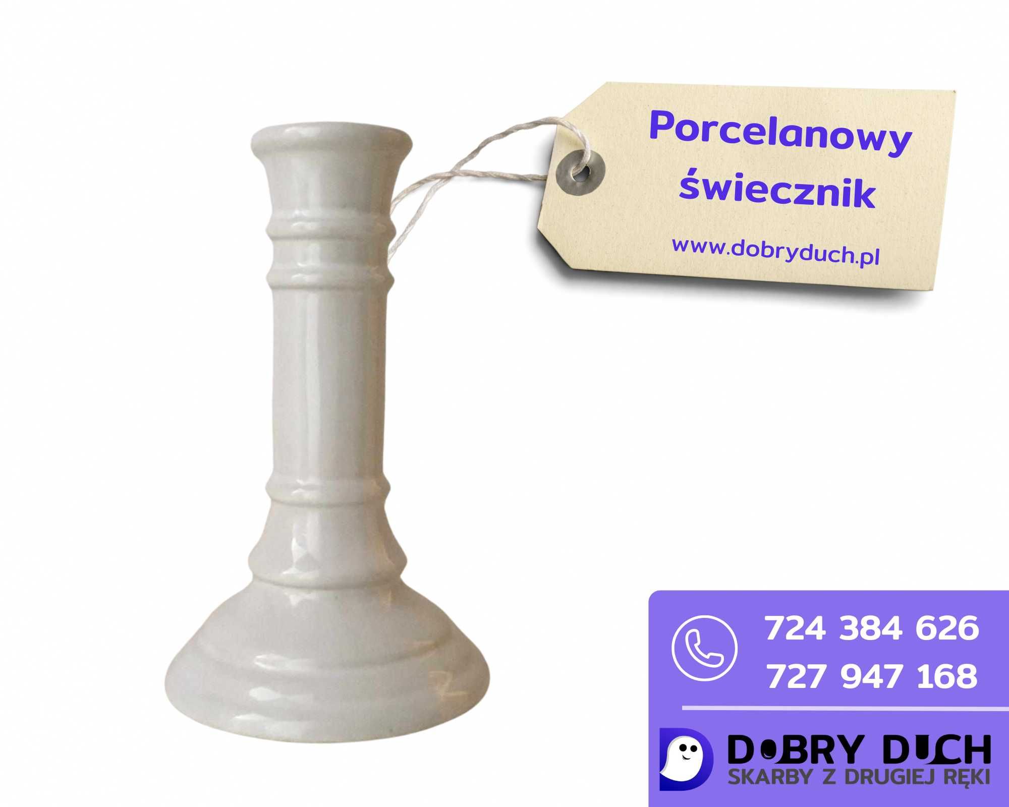 Biały, porcelanowy świecznik