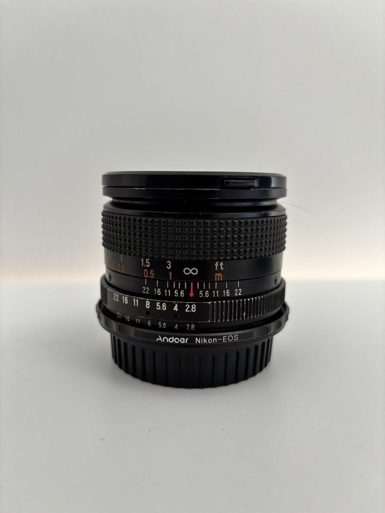 Spiratone 28 mm 2.8 Nikkor AI+ adaptador Andoer Nikkor - EOS