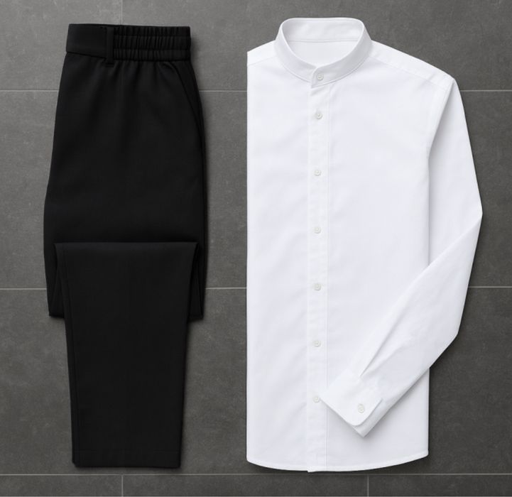 Комплект чоловічий класичний біла сорочка та чорні брюки