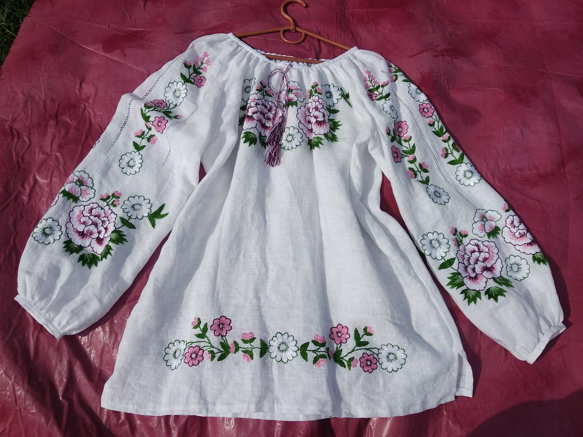 Сорочка вишиванка блуза блузка  ручна робота вишита спина гладь льон