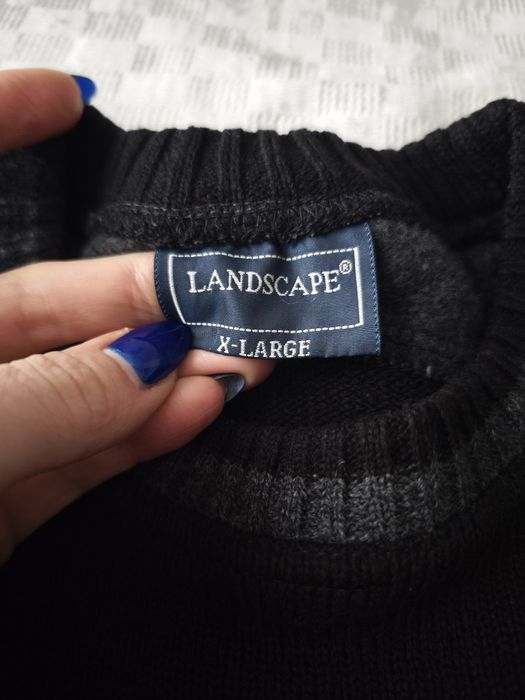 Ciepły sweter męski polar z wełną czarny XL