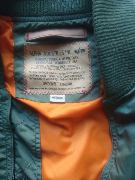 Alpha Industries Ma-1 Kurtka Bomberka Jesienna zielona pilotka  M