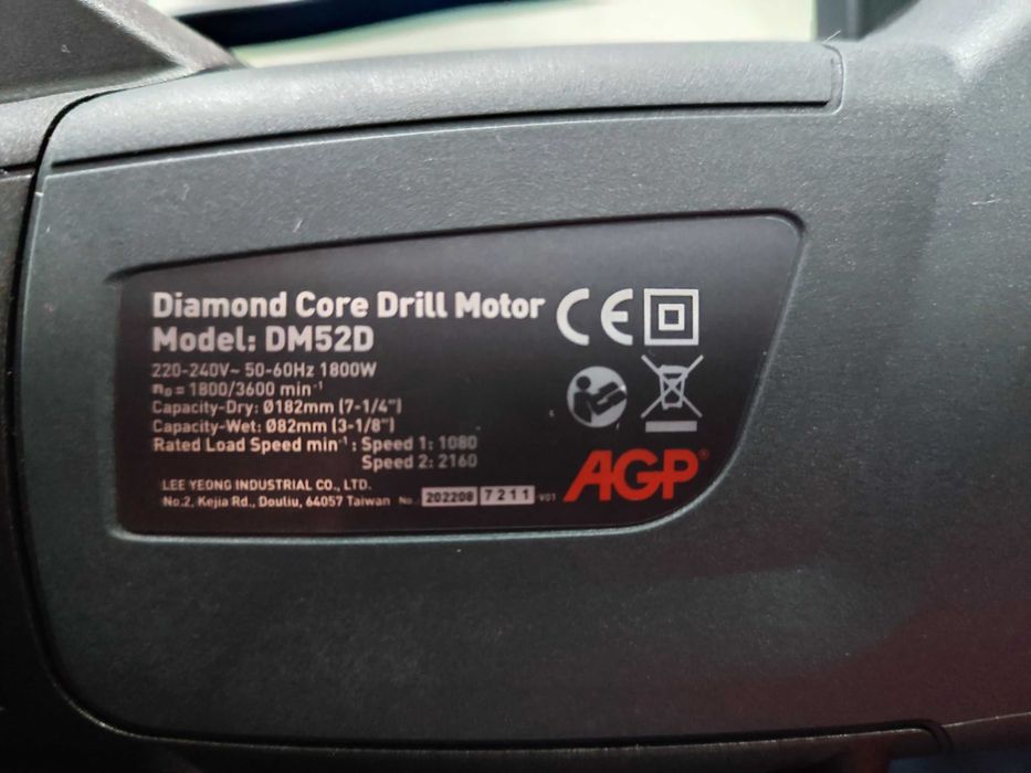 Nowa wiertnica diamentowa AGP DM52D + MIKROUDAR + gratis wiertło 62 !