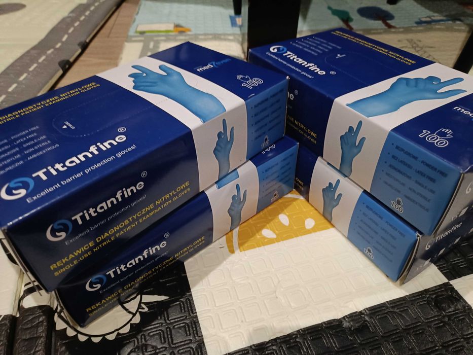Rękawiczki rozmiar Titanfine Zarys L większą ilosc nitrylowe lateksowe