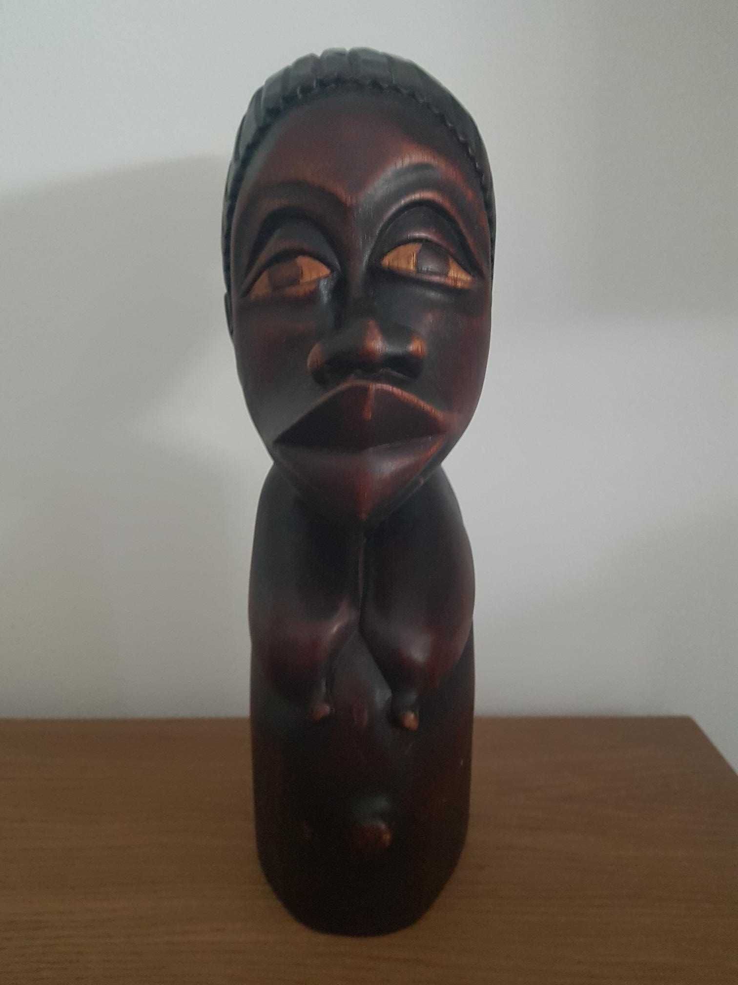 Busto Mulher em Madeira Africano Esculpido Mão