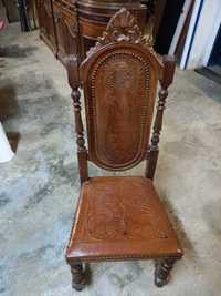 Cadeira madeira e couro (conjunto de 6 mais mesa 125€)