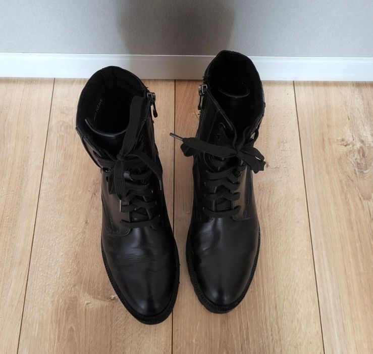 Zimowe Czarne botki 37. Klasyczne ocieplane botki damskie 37. Trapery