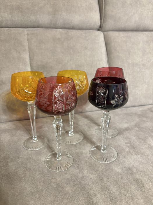 Kieliszki Roemer bardzo stare. Piękny stan zachowania. Duże, 5szt.