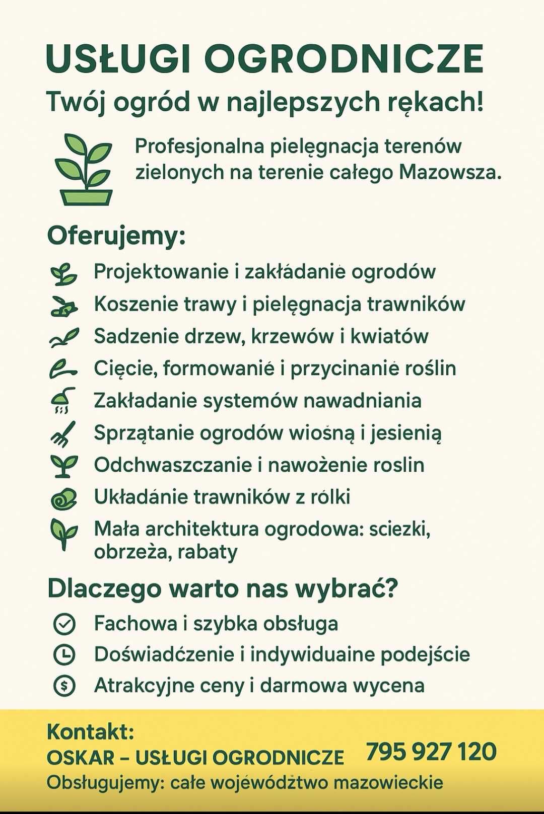 Pracę wysokościowe i ogrodowe