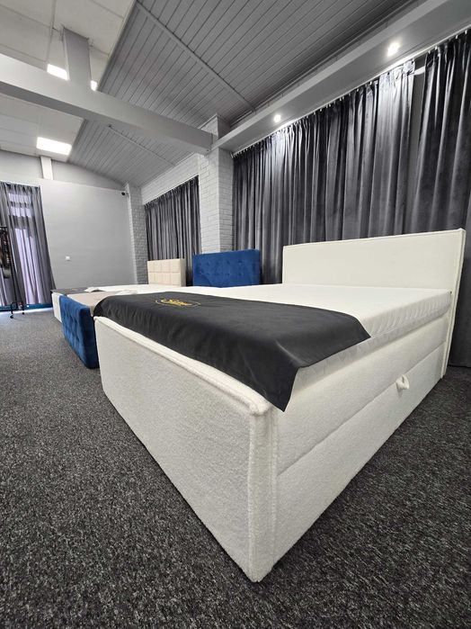 ŁÓŻKO POWYSTAWOWE, NOWE 160X200 z materacem + pojemnik Białe