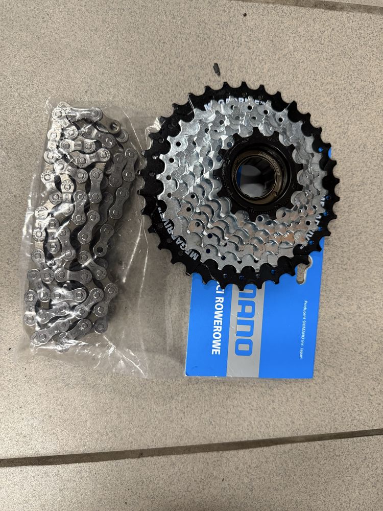Wolnobieg Sunrace 8-rzędowy 13-34T + Łańcuch Shimano CN-HG40