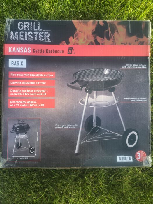 Nowy grill weglowy z pokrywką na kółkach