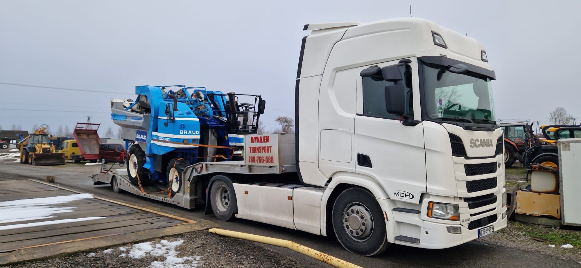 Laweta do transportu ciągników siodłowych. Wynajem niskopodwozie