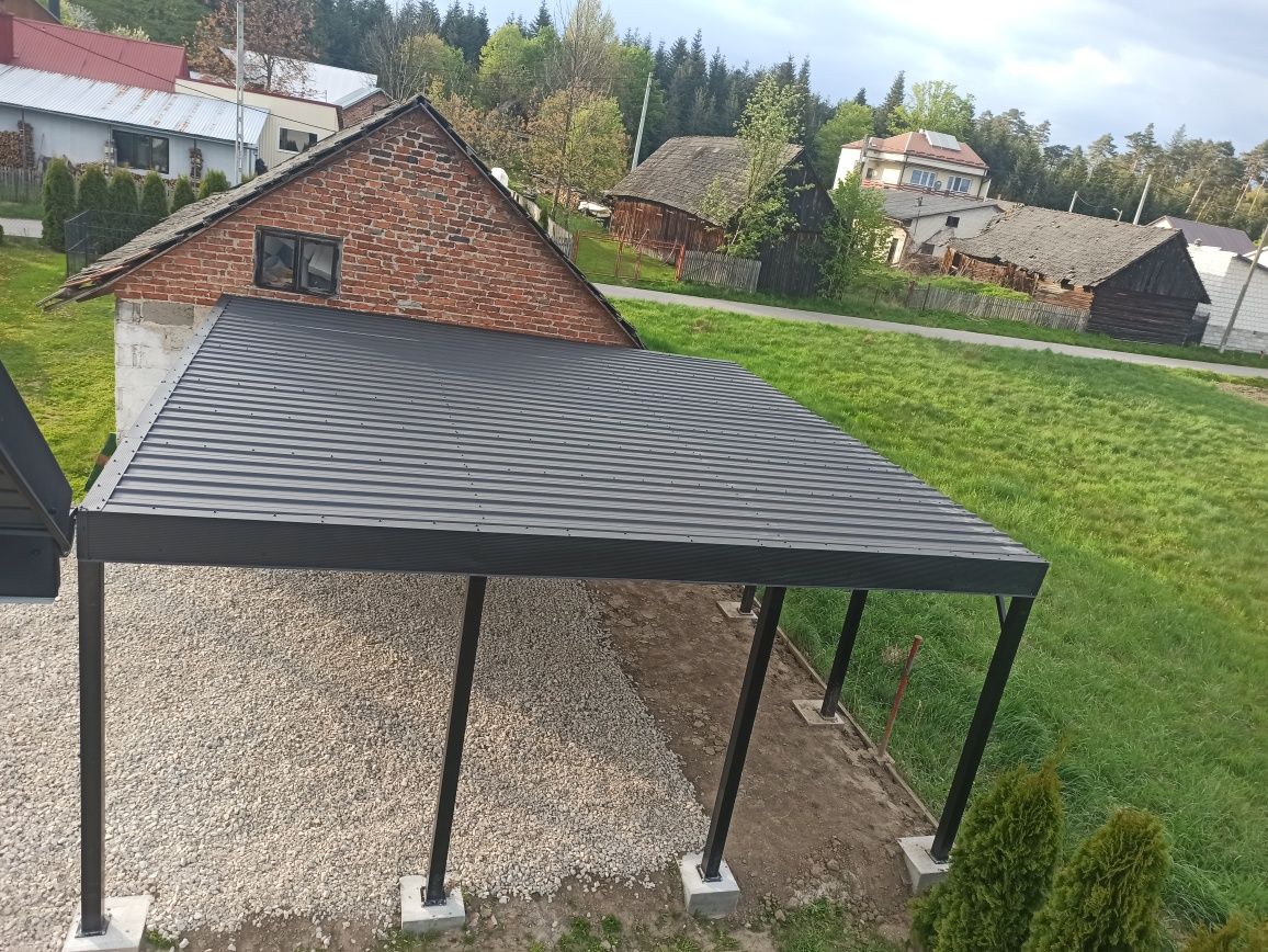 Konstrukcja typu carport, wiata samochodowa