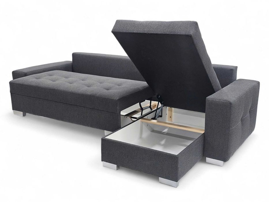 Rozkładany narożnik. Funkcja spania. Sprężyny. 2 pojemniki na pościel