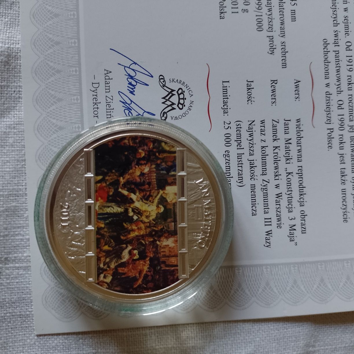 Medal - moneta Konstytucja 3 Maja certyfikat autentyczności