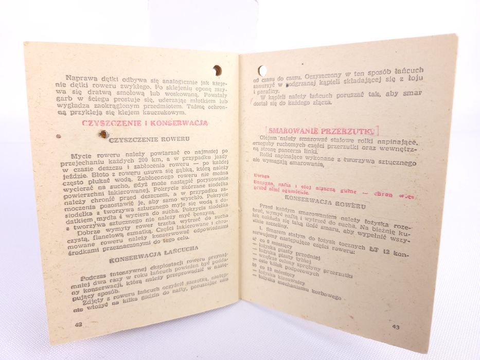 Instrukcja obsługi rowerów Romet 1970-80 rok