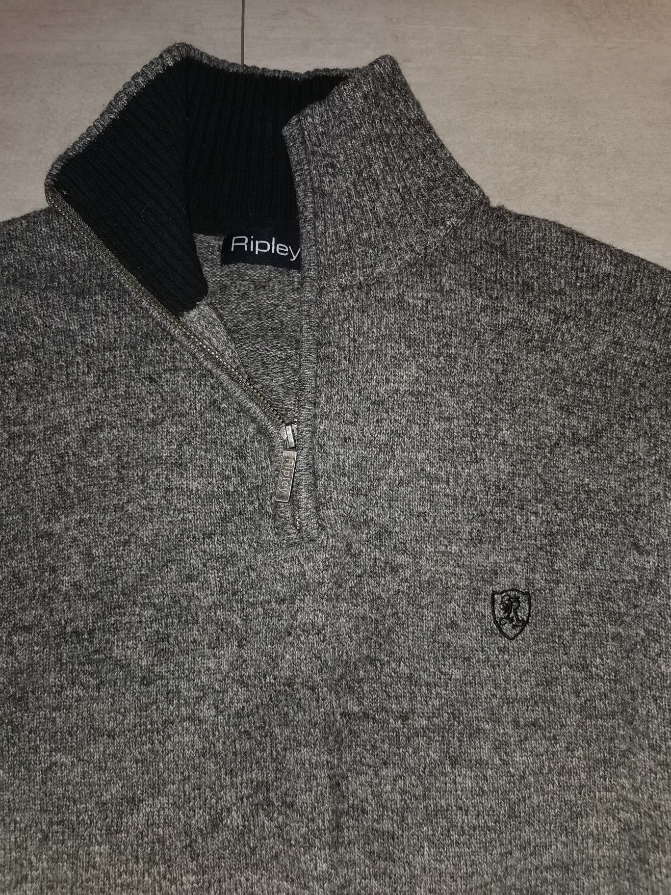 Ripley xxl lambswool szary ciepły sweter