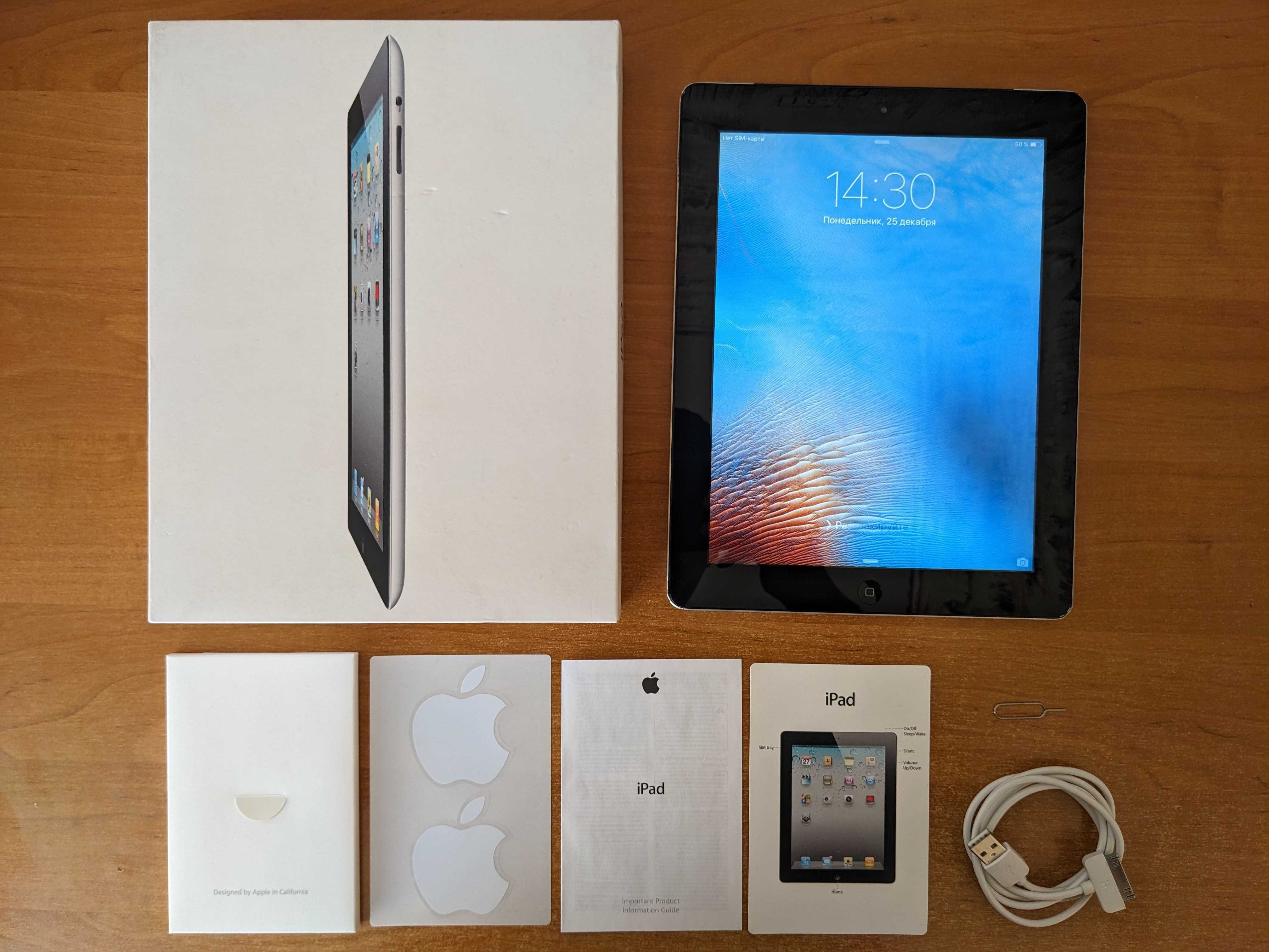 Планшет Apple iPad 2 A1396 16GB Wi-Fi+3G +кабель+коробка+скрепка+инстр