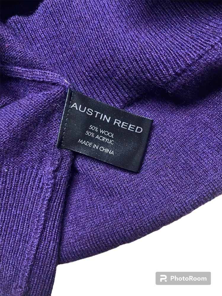 Fioletowy sweterek XL 42 oversize Austin Reed 50% wełna premium