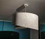 Lampa sufilowa wiszaca PODWÓJNY ABAŻUR SZARY WELUR