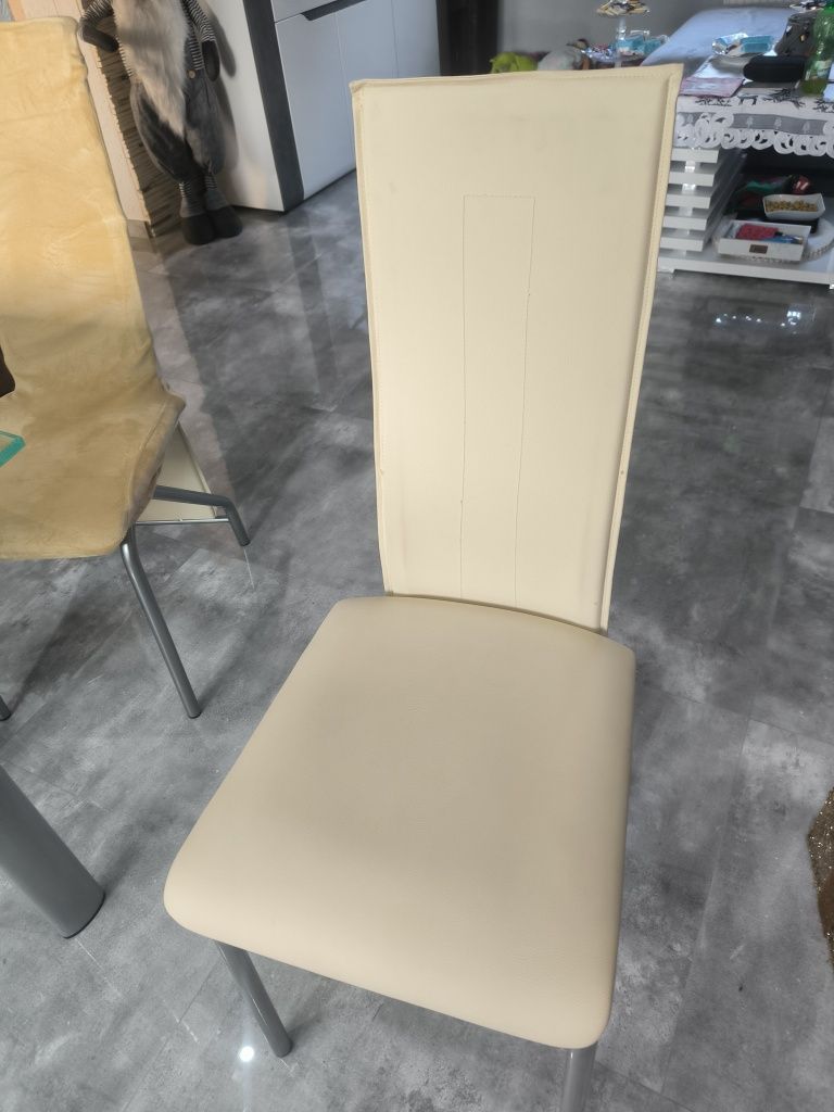 Stół szklany hartowany 150x90 6 krzeseł NOWA SKAJA