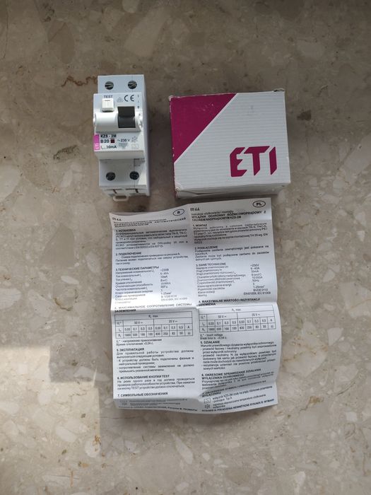 ETI Wyłącznik ochronny przeciw porażeniowy B20A KZS-2M 1p+N 30mA