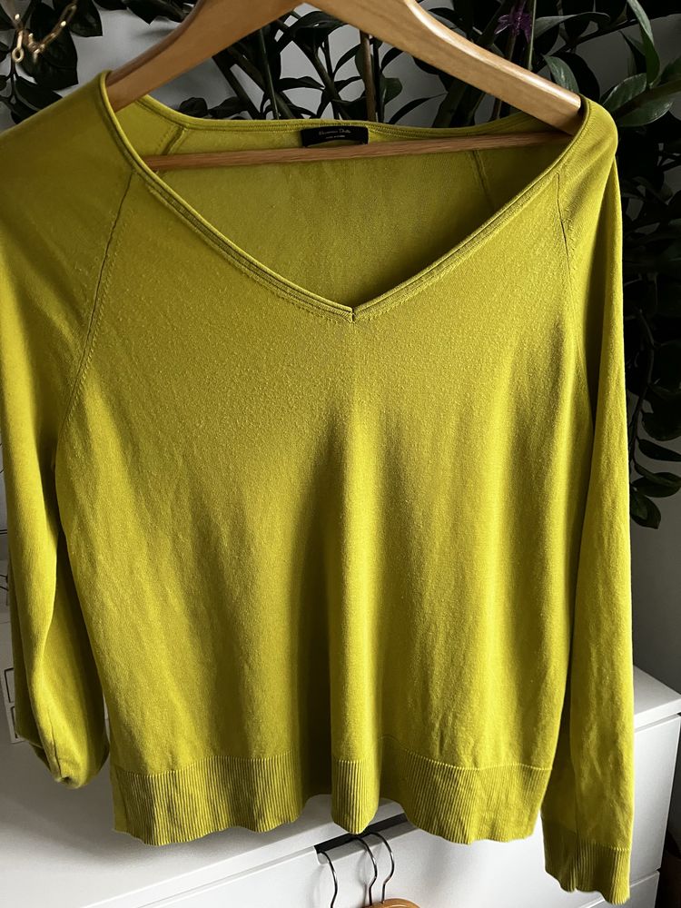 Sweter massimo dutti bawelns i jedwab S limonka