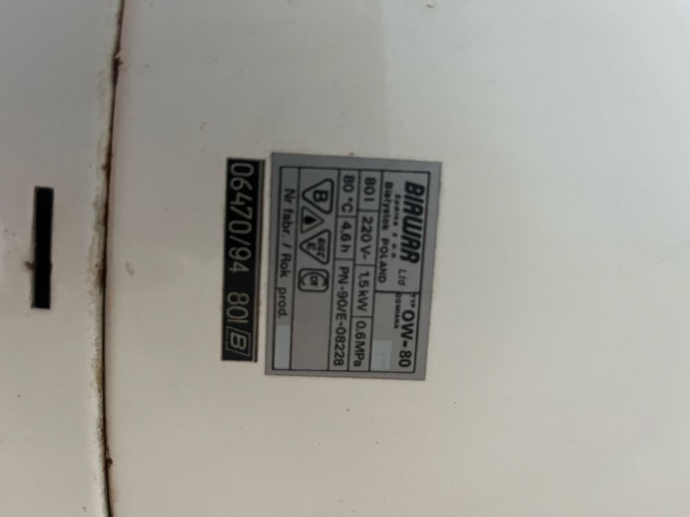 Bojler 80 l  podgrzewacz wody biawar 1,5 kw